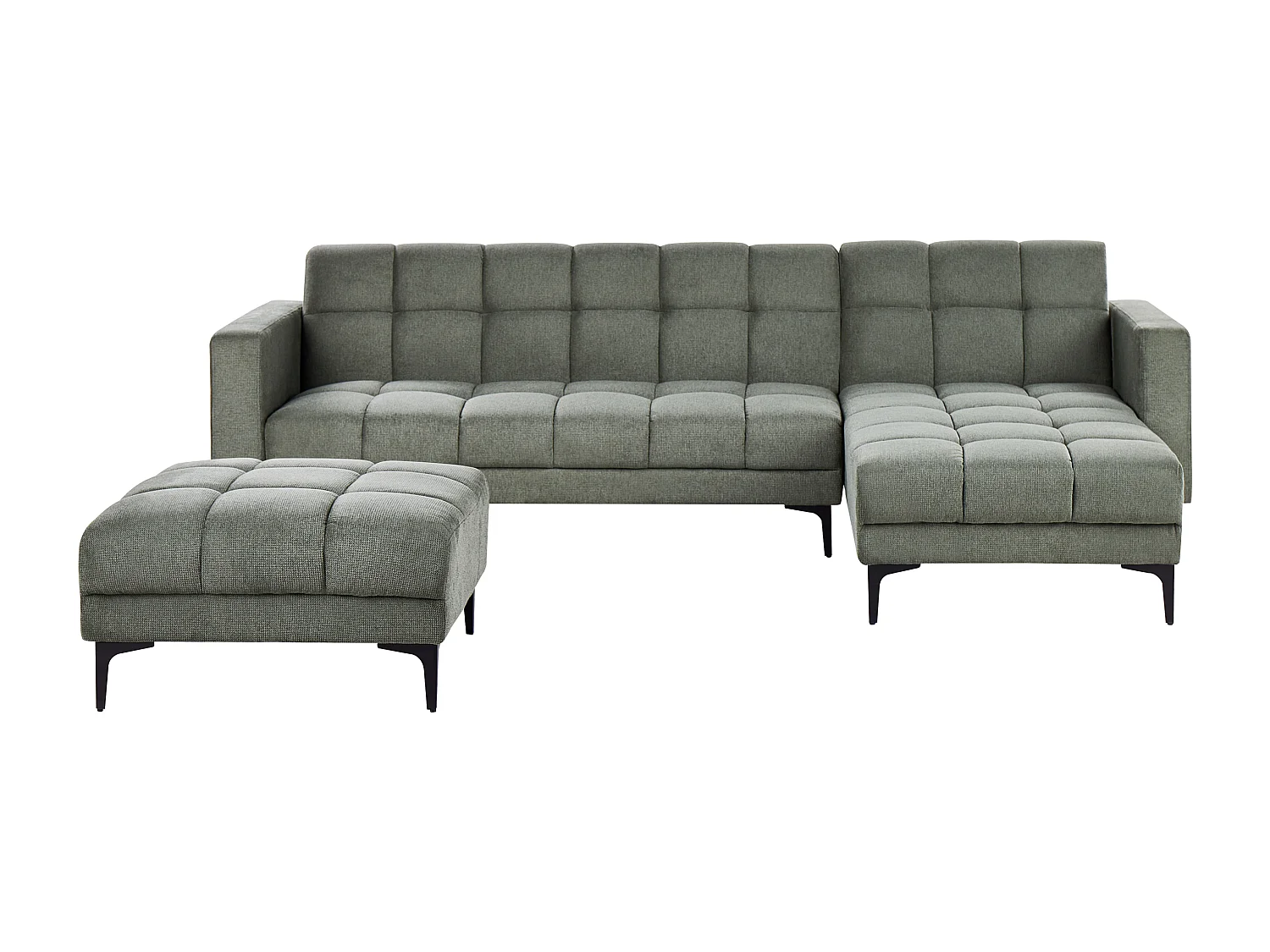 Canapé-lit d'angle modulable 4 places ALNES Tissu Vert foncé Côté droite