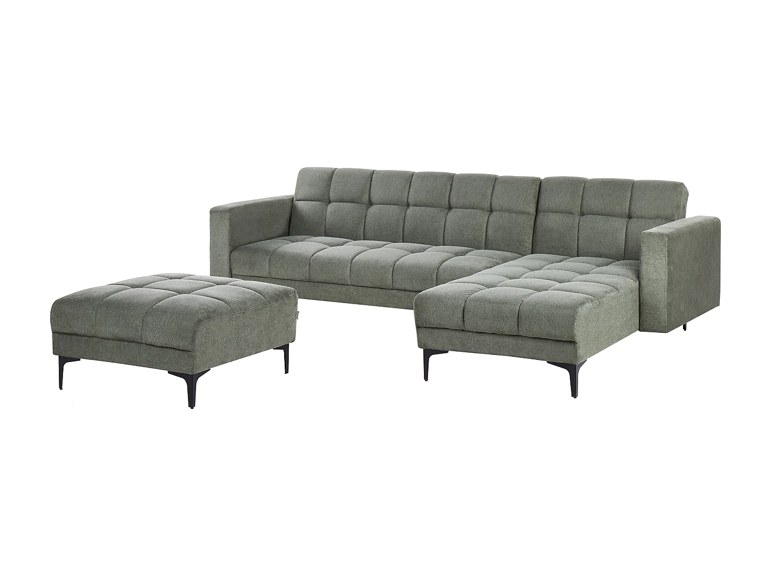 Canapé-lit d'angle modulable 4 places ALNES Tissu Vert foncé Côté droite