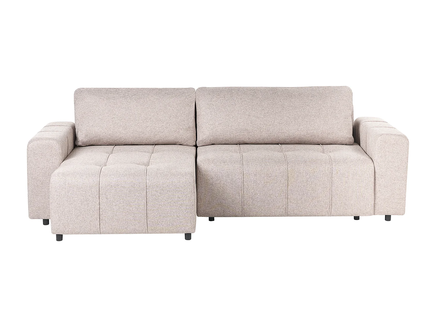 Hoekslaapbank INNVIK Stof Lichtbruin met opbergruimte 3-zitter Rechterzijde