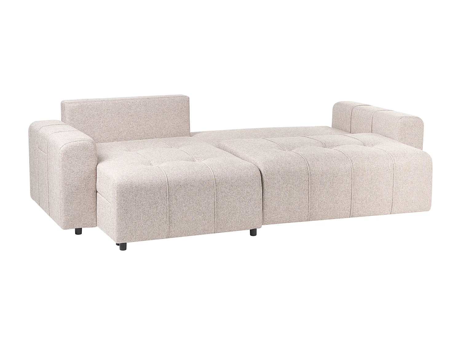 Hoekslaapbank INNVIK Stof Lichtbruin met opbergruimte 3-zitter Rechterzijde