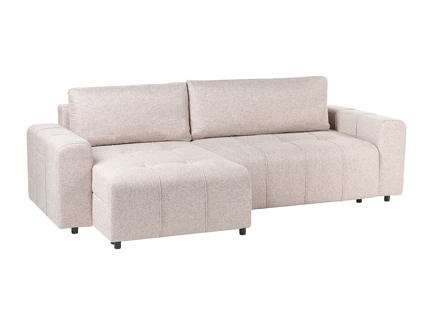 Hoekslaapbank INNVIK Stof Lichtbruin met opbergruimte 3-zitter Rechterzijde