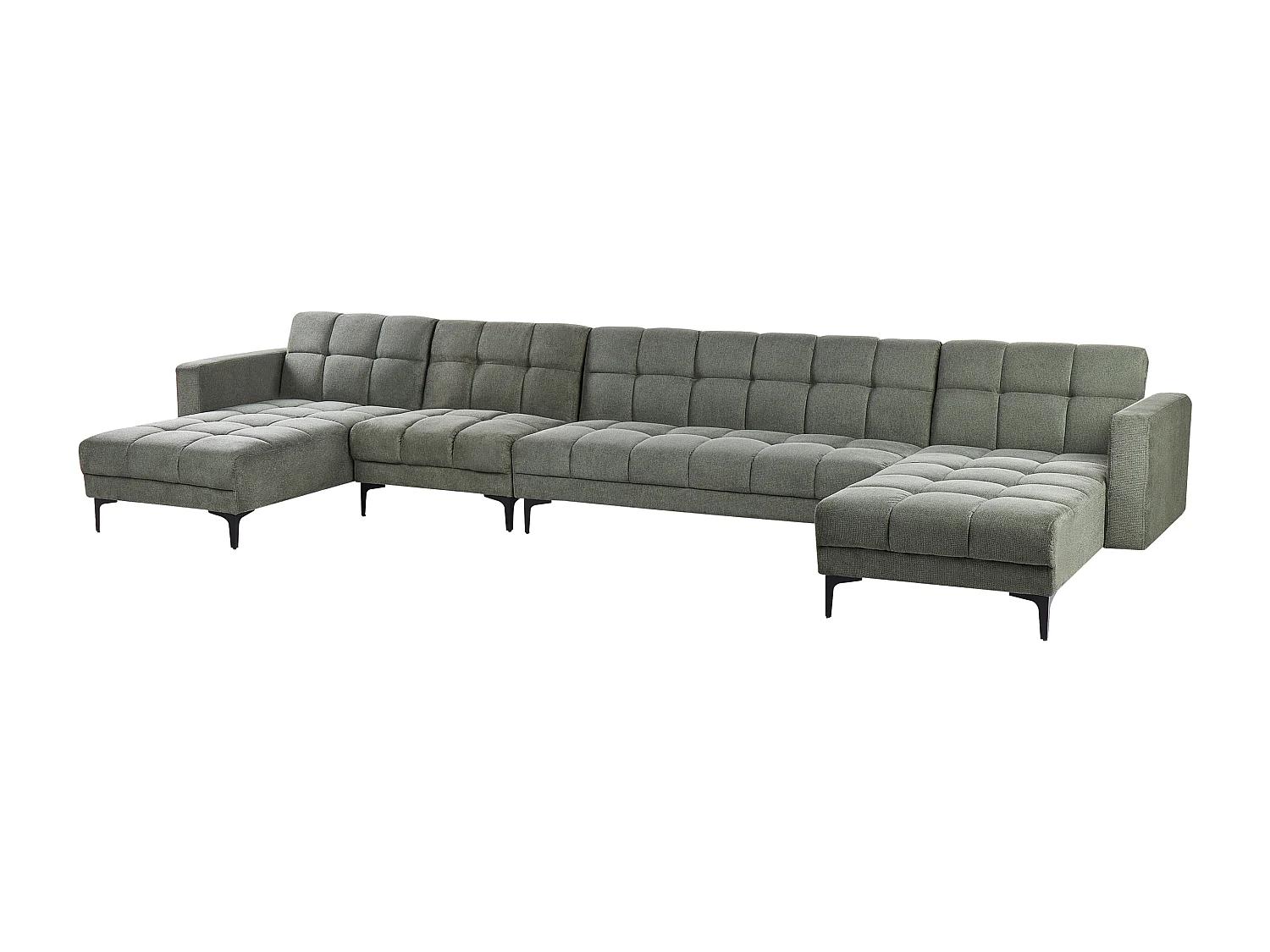 Sofá-cama modular em forma de U ALNES Tecido Verde escuro 6 lugares