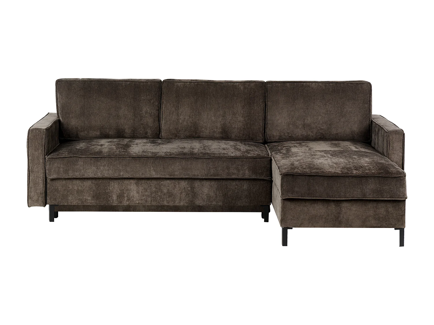 Canapé-lit d'Angle à droite en Tissu avec Rangement et Dossier Rembourré Marron Tejn