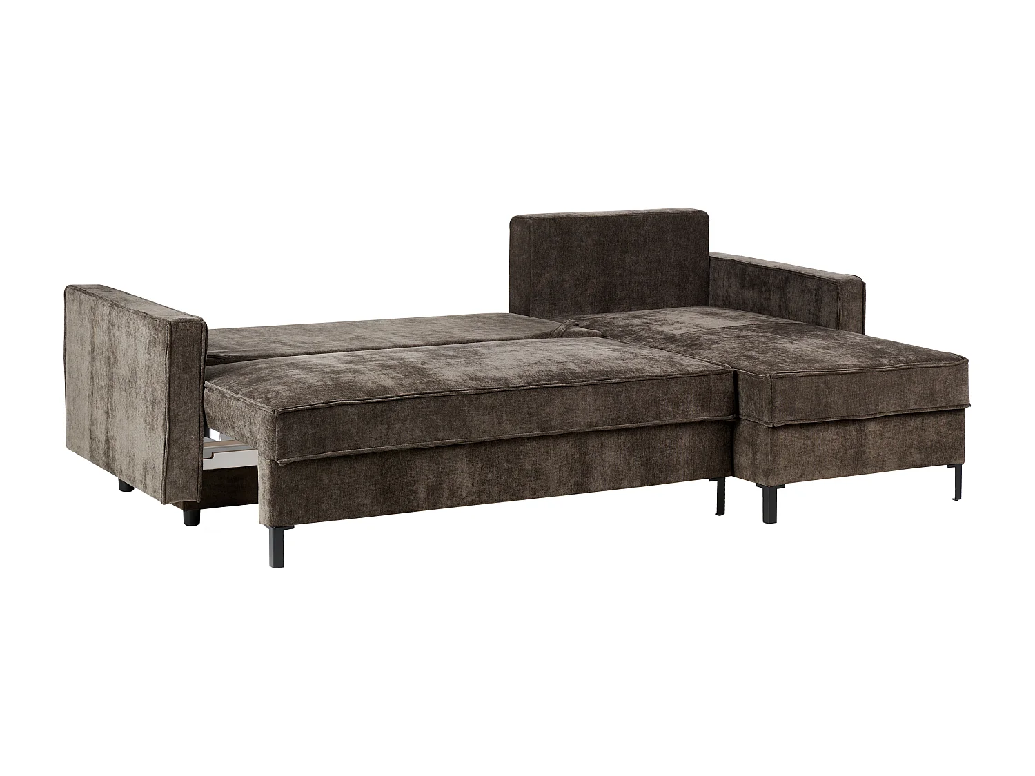 Canapé-lit d'Angle à droite en Tissu avec Rangement et Dossier Rembourré Marron Tejn