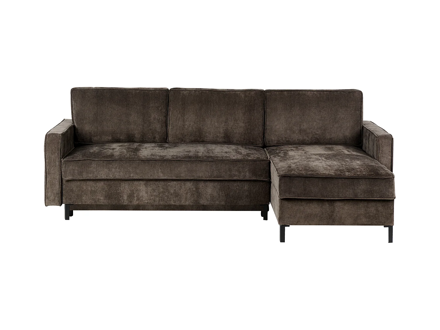 Eckschlafsofa TEJN Stoff Dunkelbraun mit Stauraum 3-Sitzer linksseitig
