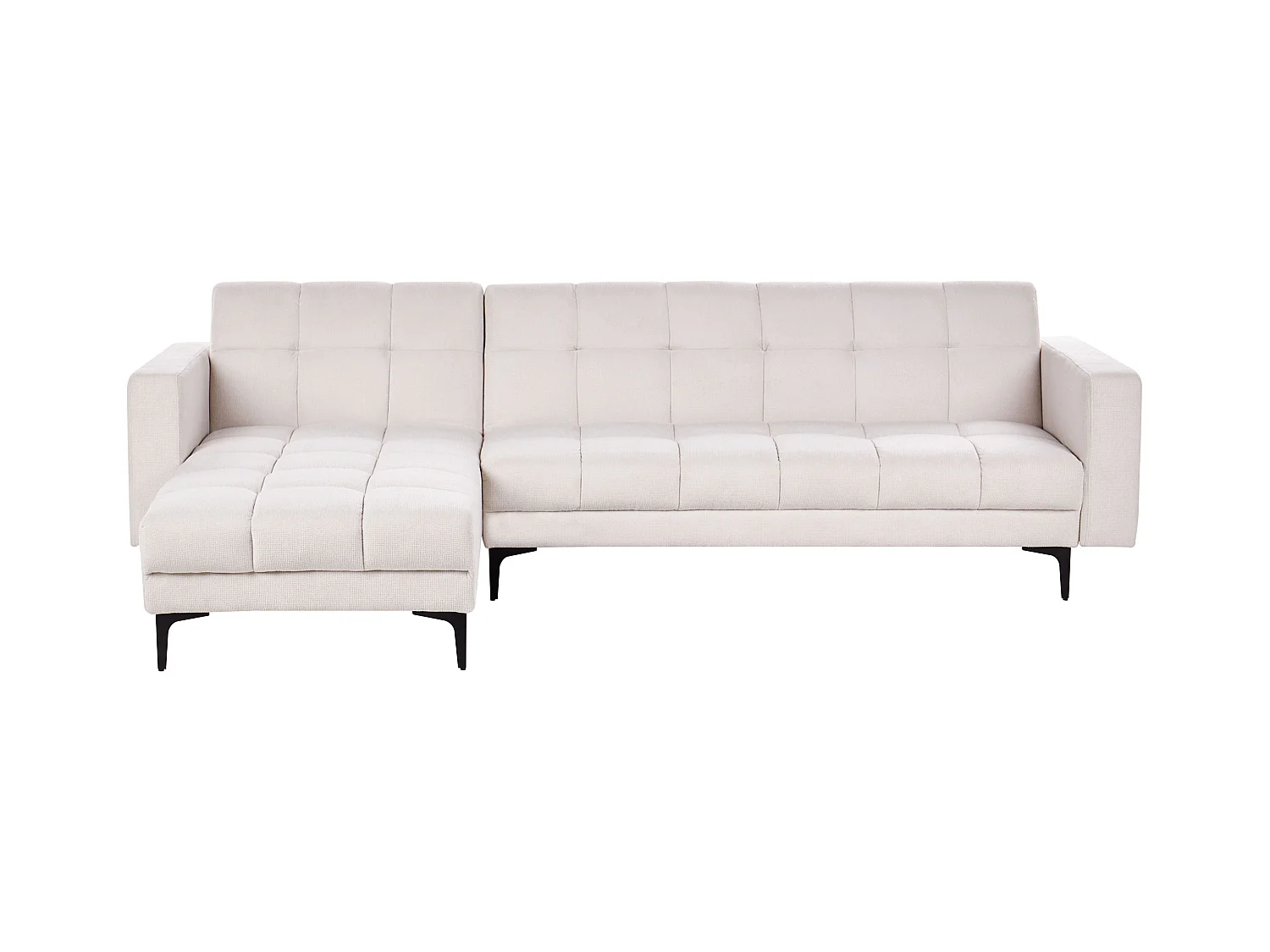 Canapé-lit d'angle modulable 4 places ALNES Tissu Blanc cassé Côté droit