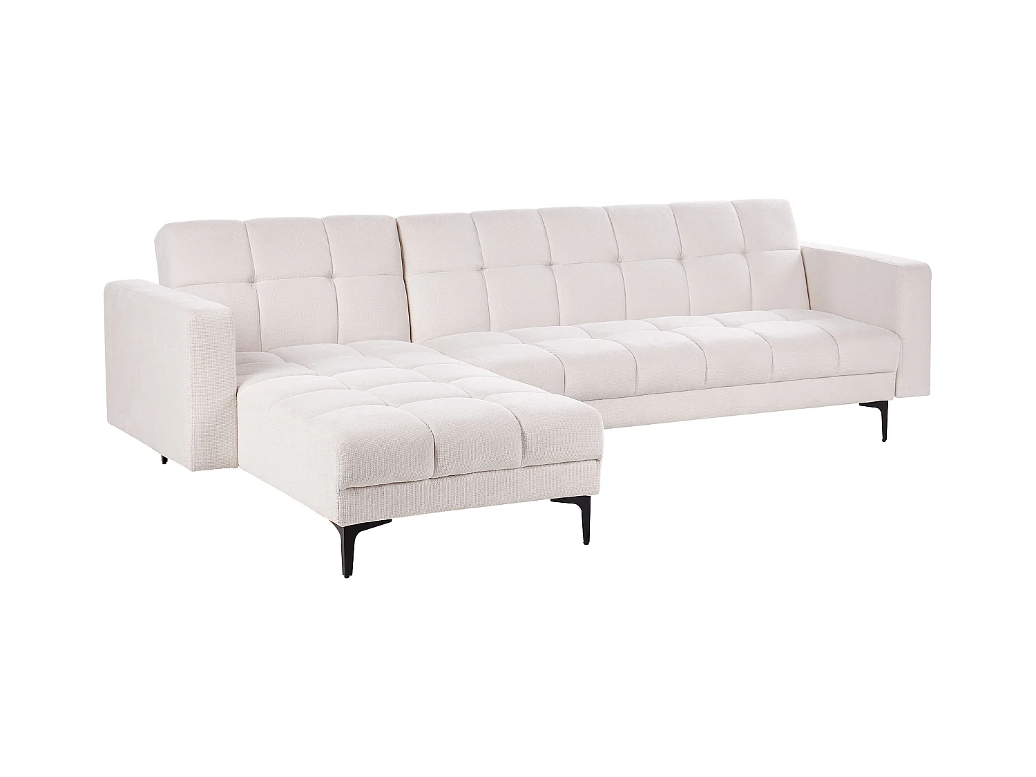 Canapé-lit d'angle modulable 4 places ALNES Tissu Blanc cassé Côté droit