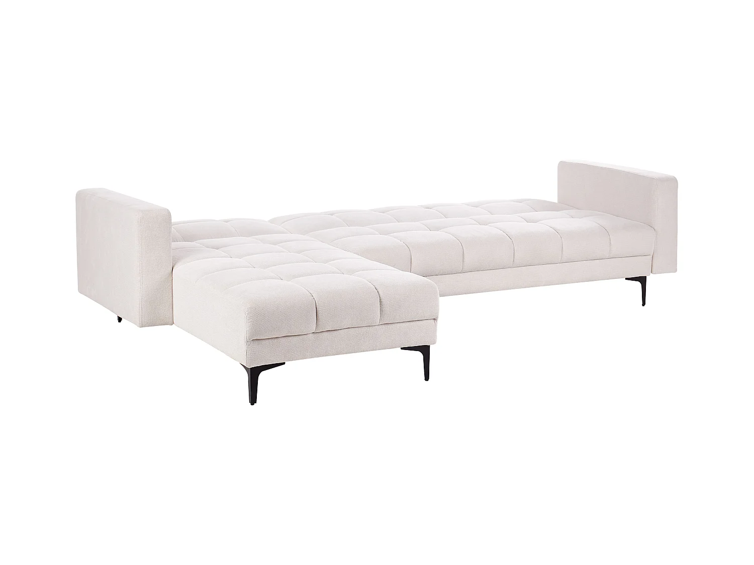 Canapé-lit d'angle modulable 4 places ALNES Tissu Blanc cassé Côté droit