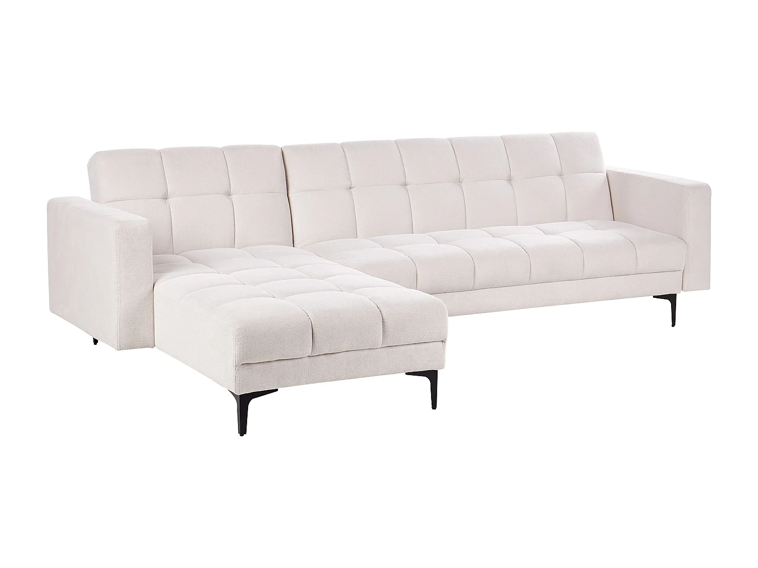 Canapé-lit d'angle modulable 4 places ALNES Tissu Blanc cassé Côté droit