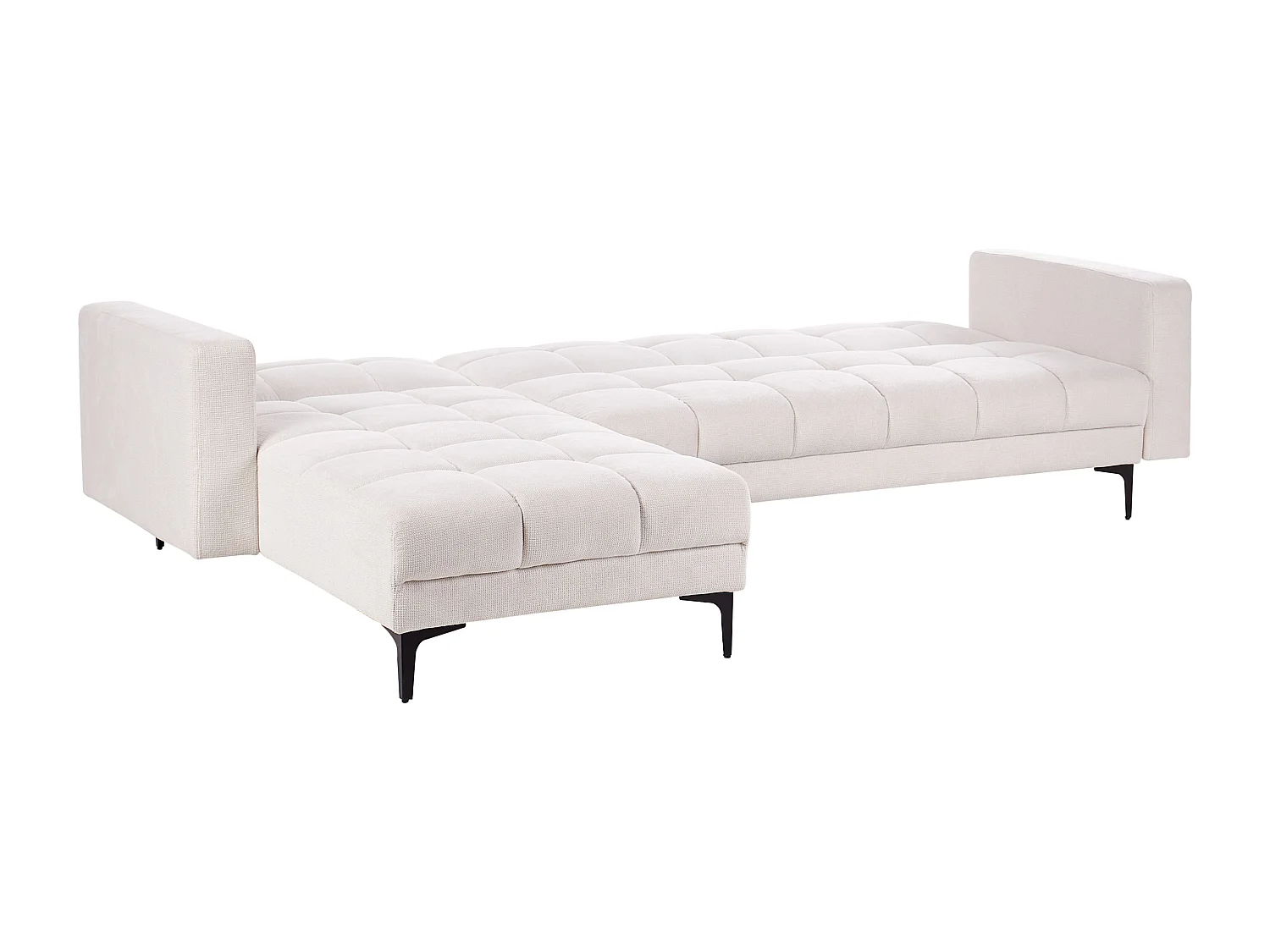 Canapé-lit d'angle modulable 4 places ALNES Tissu Blanc cassé Côté droit