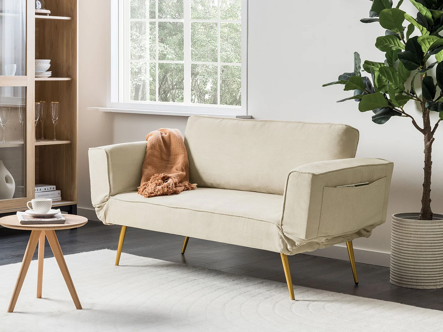 Slaapbank SAARELA Stof Beige 2-zitter