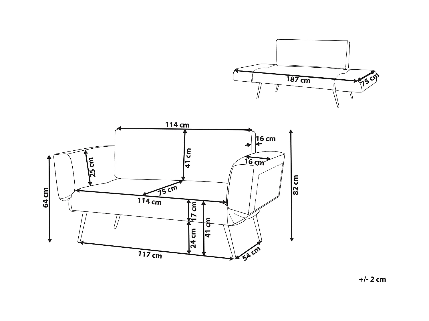 Slaapbank SAARELA Stof Beige 2-zitter