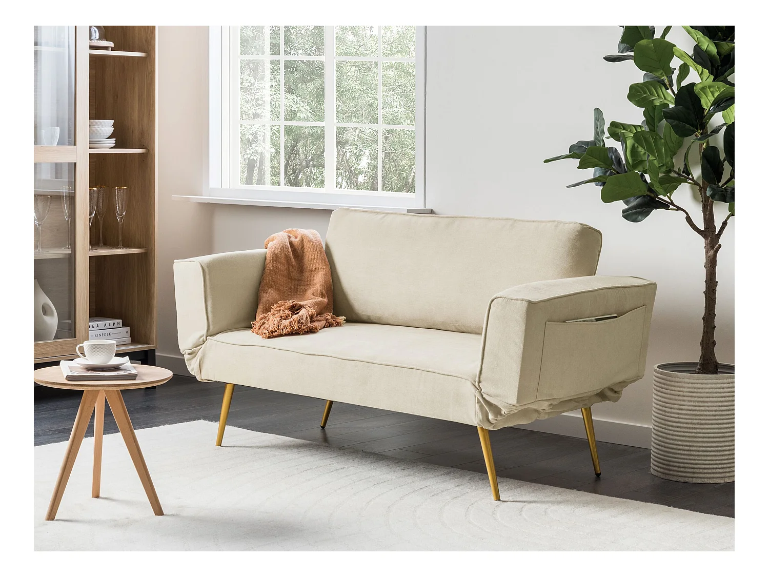 Slaapbank SAARELA Stof Beige 2-zitter