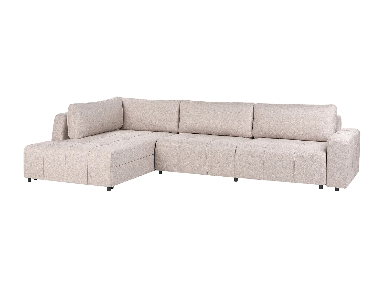 Hoekslaapbank INNVIK Stof Lichtbruin met opbergruimte 4-zitter Rechterzijde