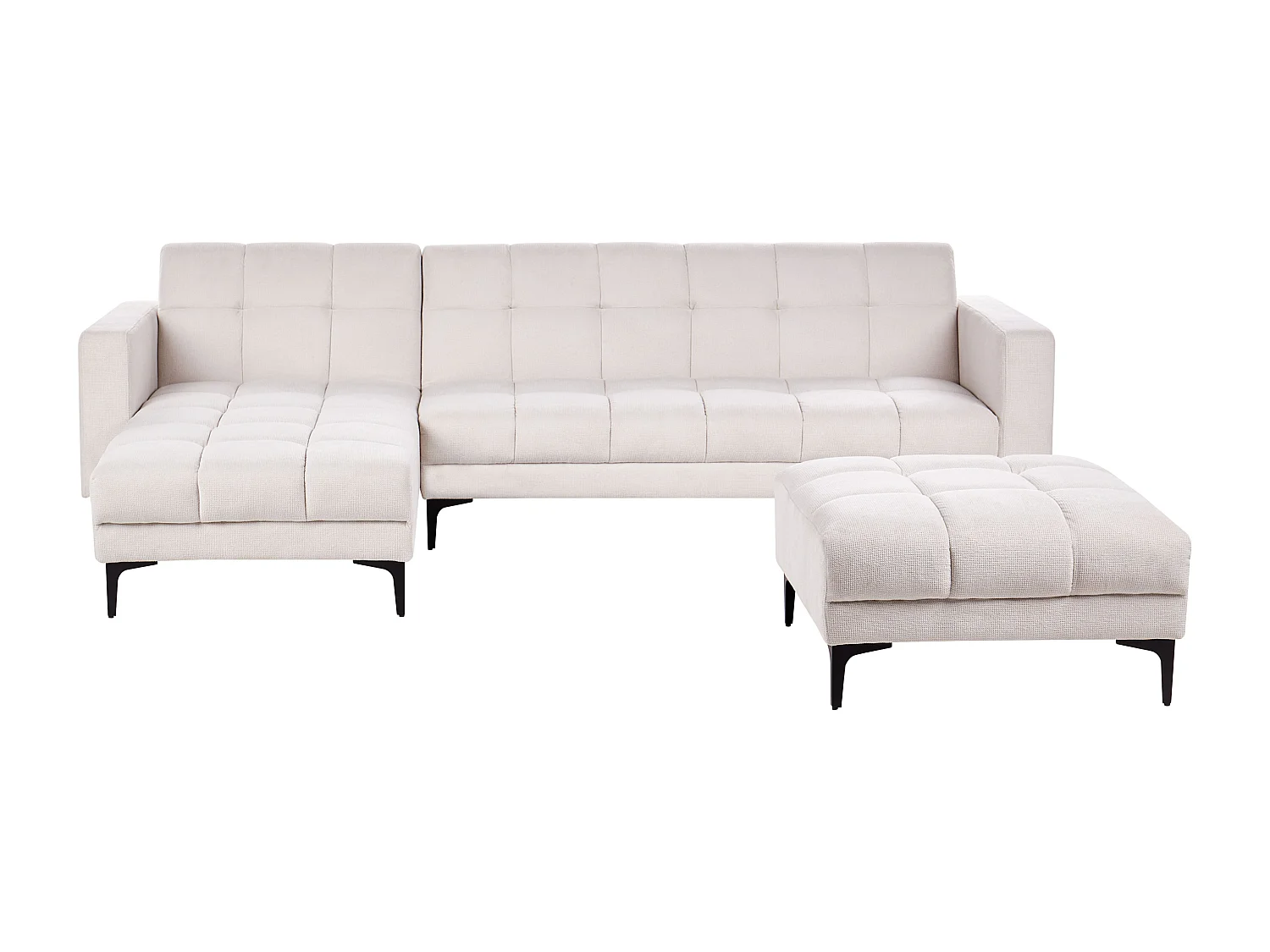 Sofá-cama de canto modular ALNES Tecido Branco creme 4 lugares à direita