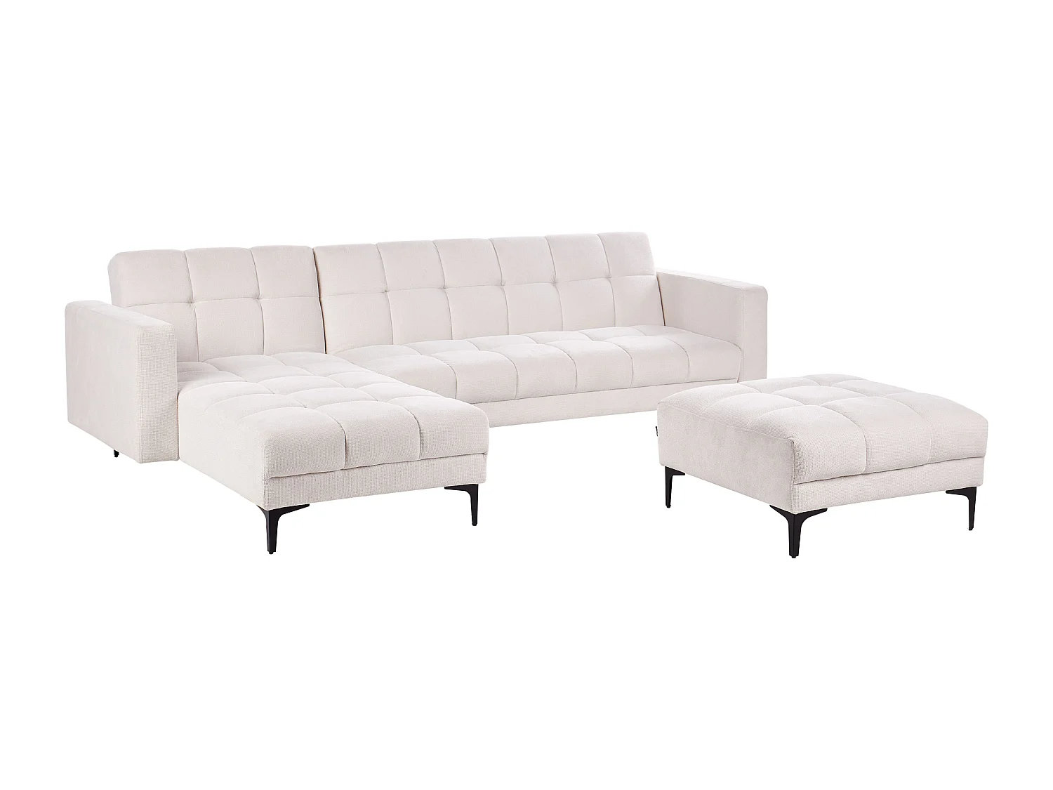 Sofá-cama de canto modular ALNES Tecido Branco creme 4 lugares à direita