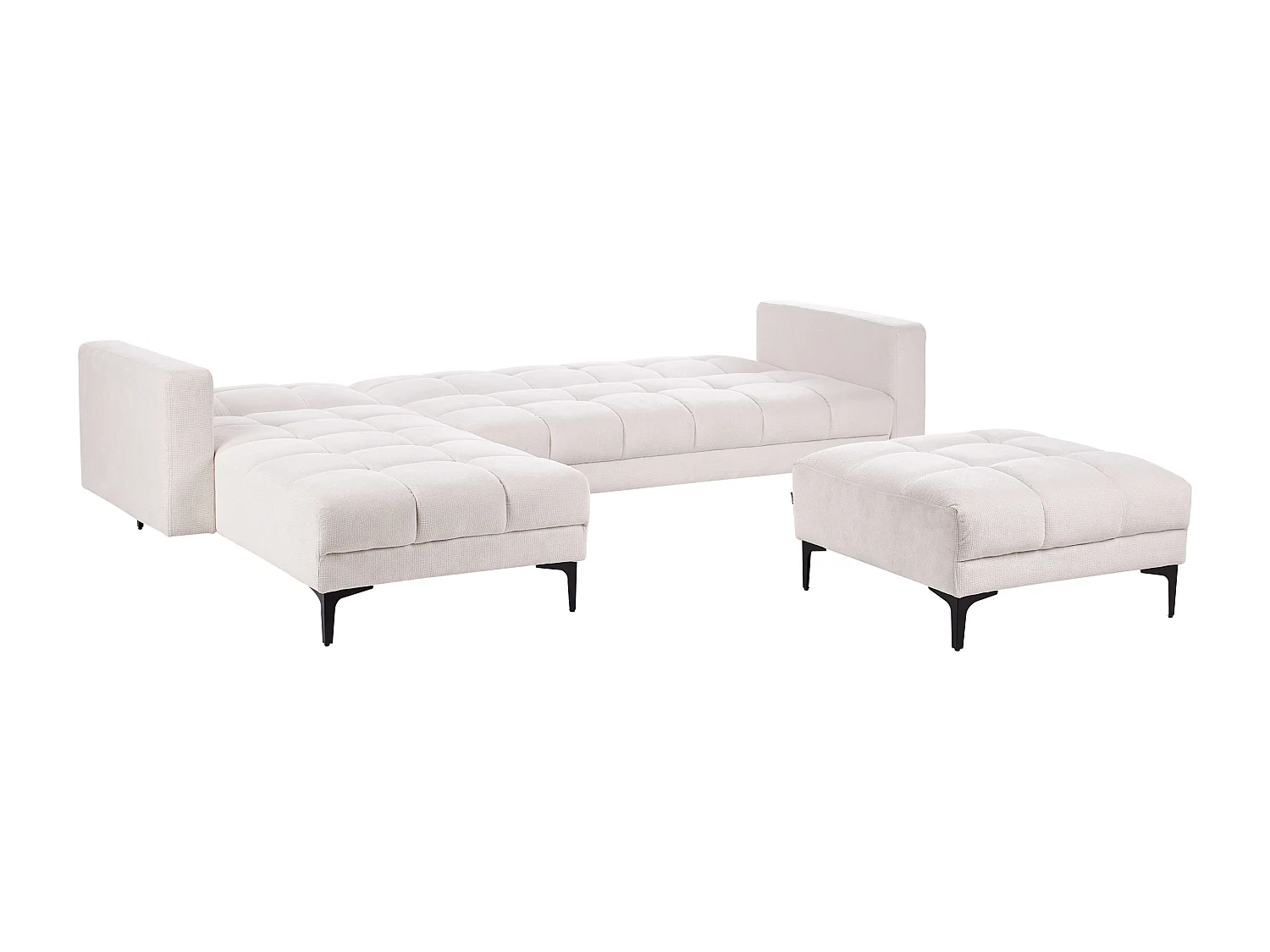 Sofá-cama de canto modular ALNES Tecido Branco creme 4 lugares à direita