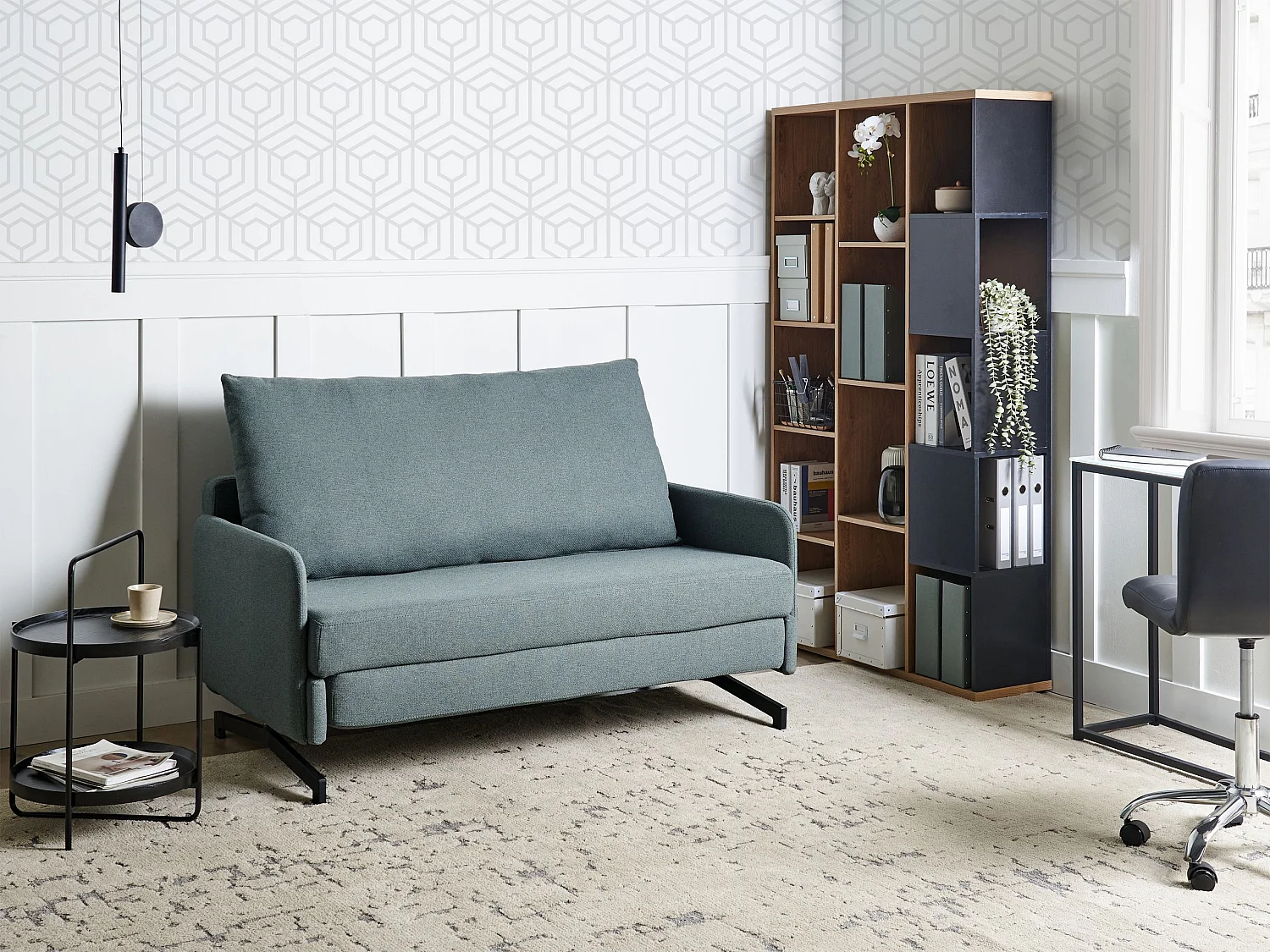 Canapé-lit 2 places BELFAST Tissu Vert