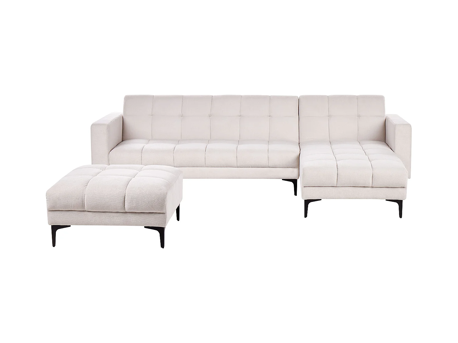 Canapé-lit d'angle modulable 4 places ALNES Tissu Blanc cassé Côté droite