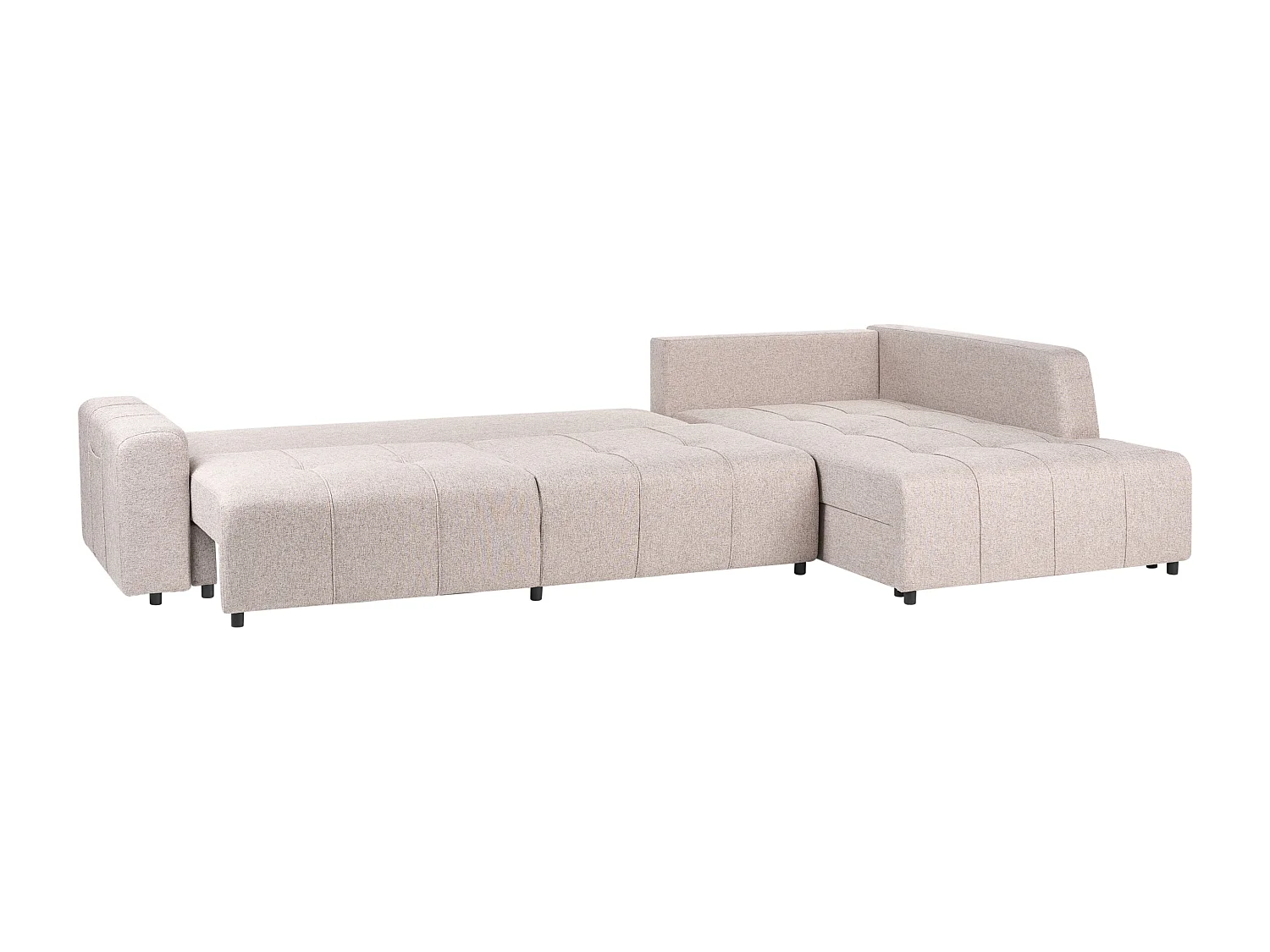 Hoekslaapbank INNVIK Stof Lichtbruin met opbergruimte 4-zitter Linkerzijde