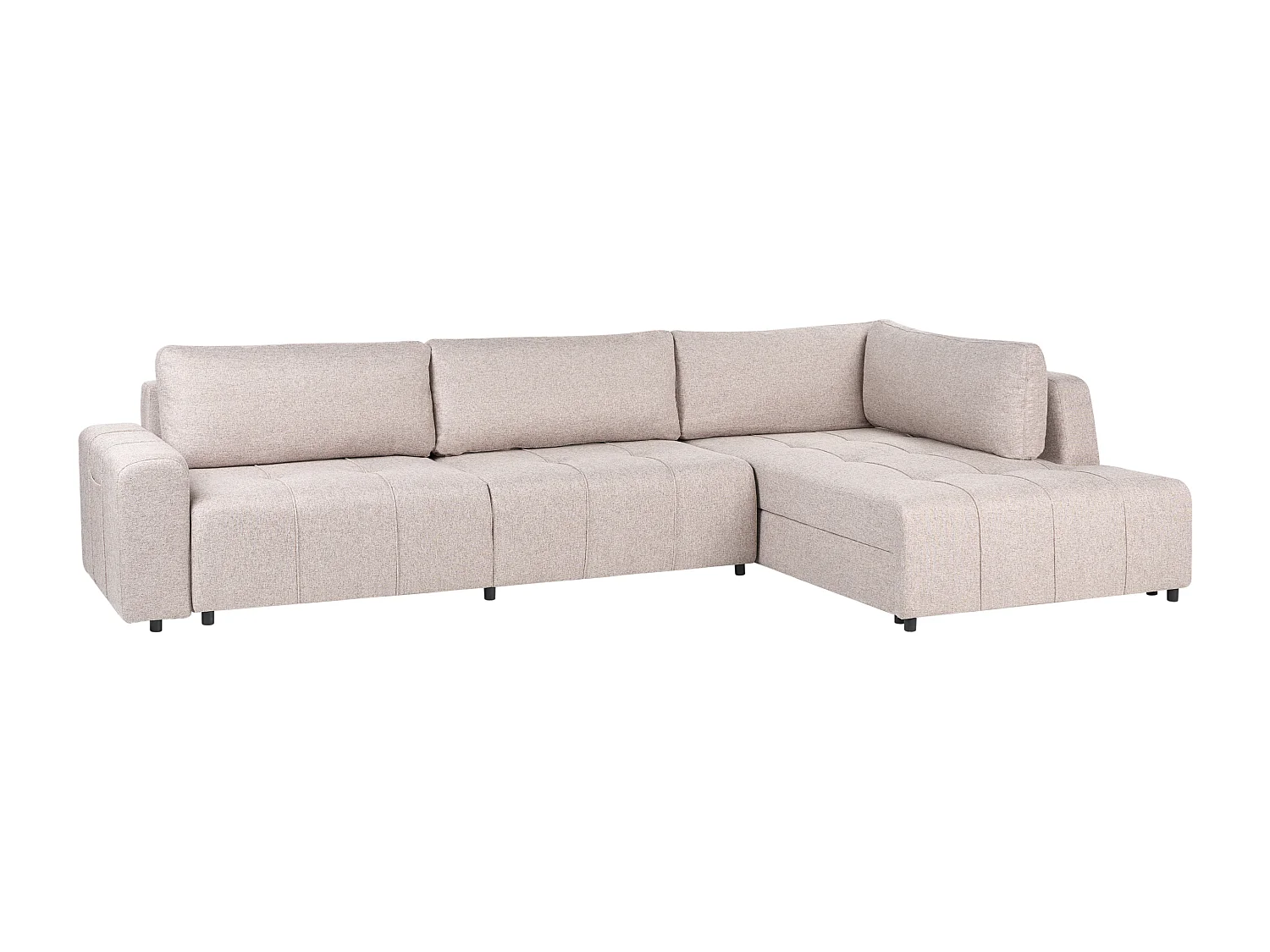 Hoekslaapbank INNVIK Stof Lichtbruin met opbergruimte 4-zitter Linkerzijde