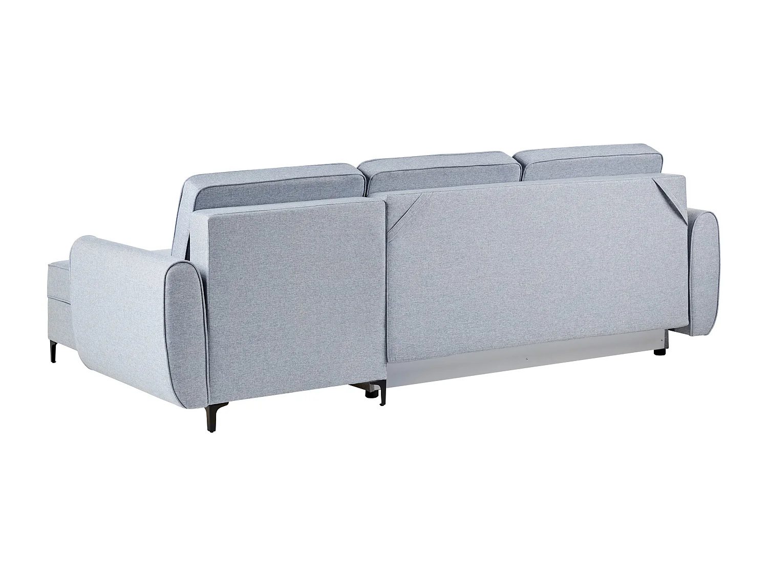 Canapé-lit d'Angle à droite en Tissu Coussins Dossier avec Rangement Bleu Simris