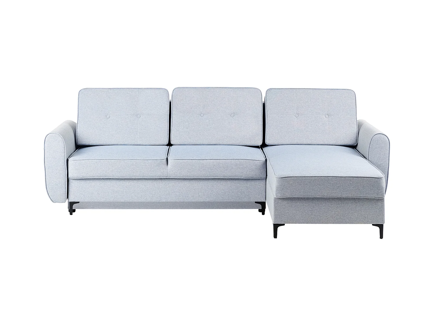 Divano letto angolare SIMRIS Tessuto Azzurro con contenitore 3 posti Lato Sinistro
