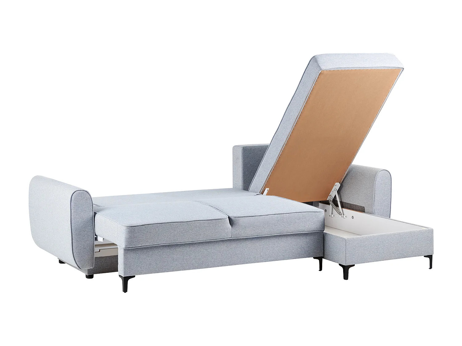 Eckschlafsofa SIMRIS Stoff Hellblau mit Stauraum 3-Sitzer linksseitig