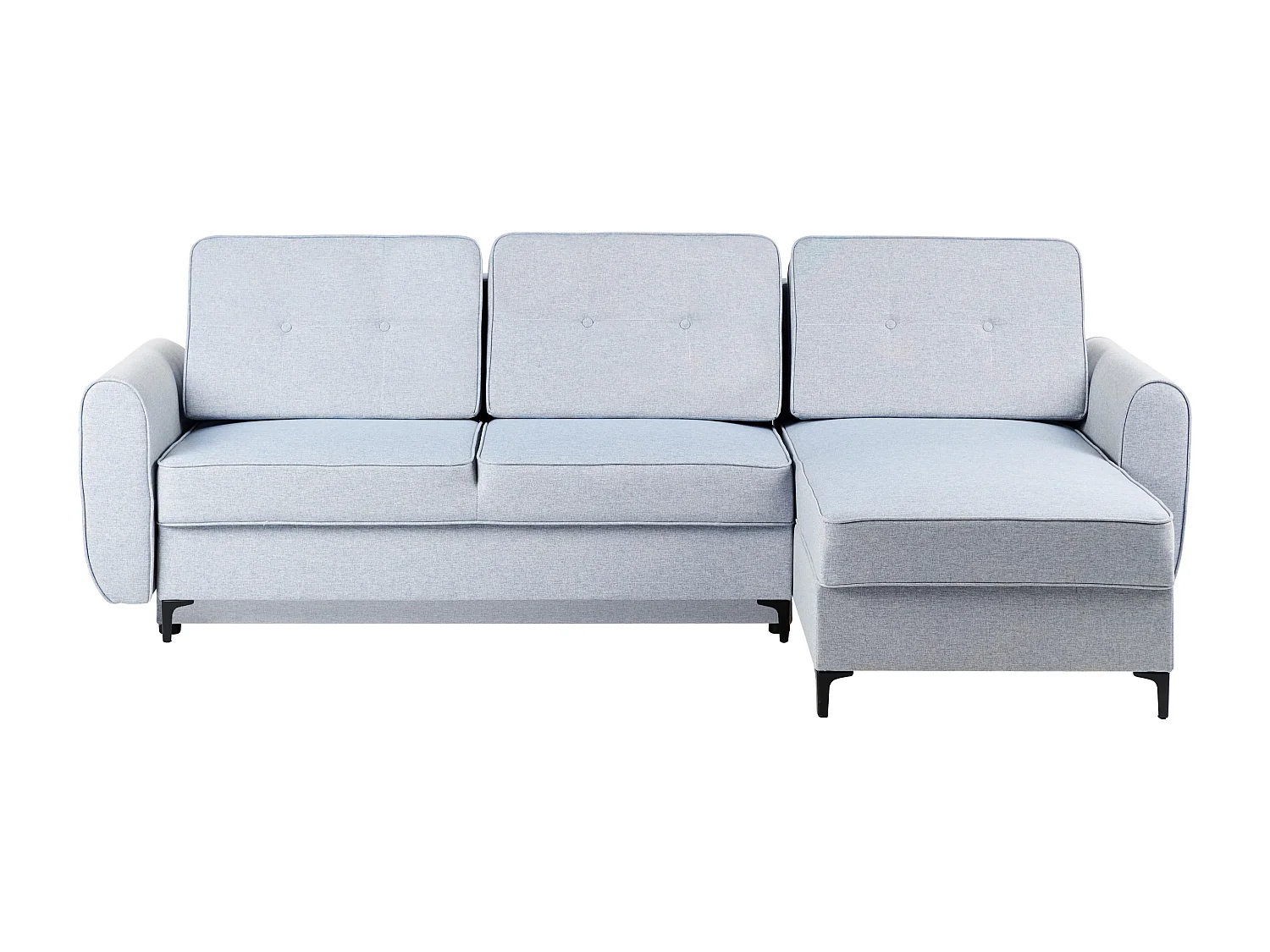 Canapé-lit d'Angle à Gauche en Tissu Coussins Dossier avec Rangement Bleu Simris