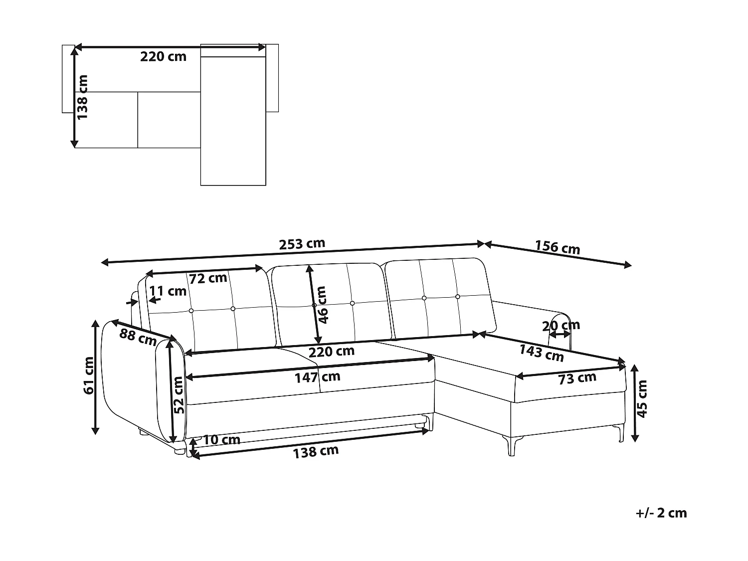 Canapé-lit d'Angle à Gauche en Tissu Coussins Dossier avec Rangement Bleu Simris