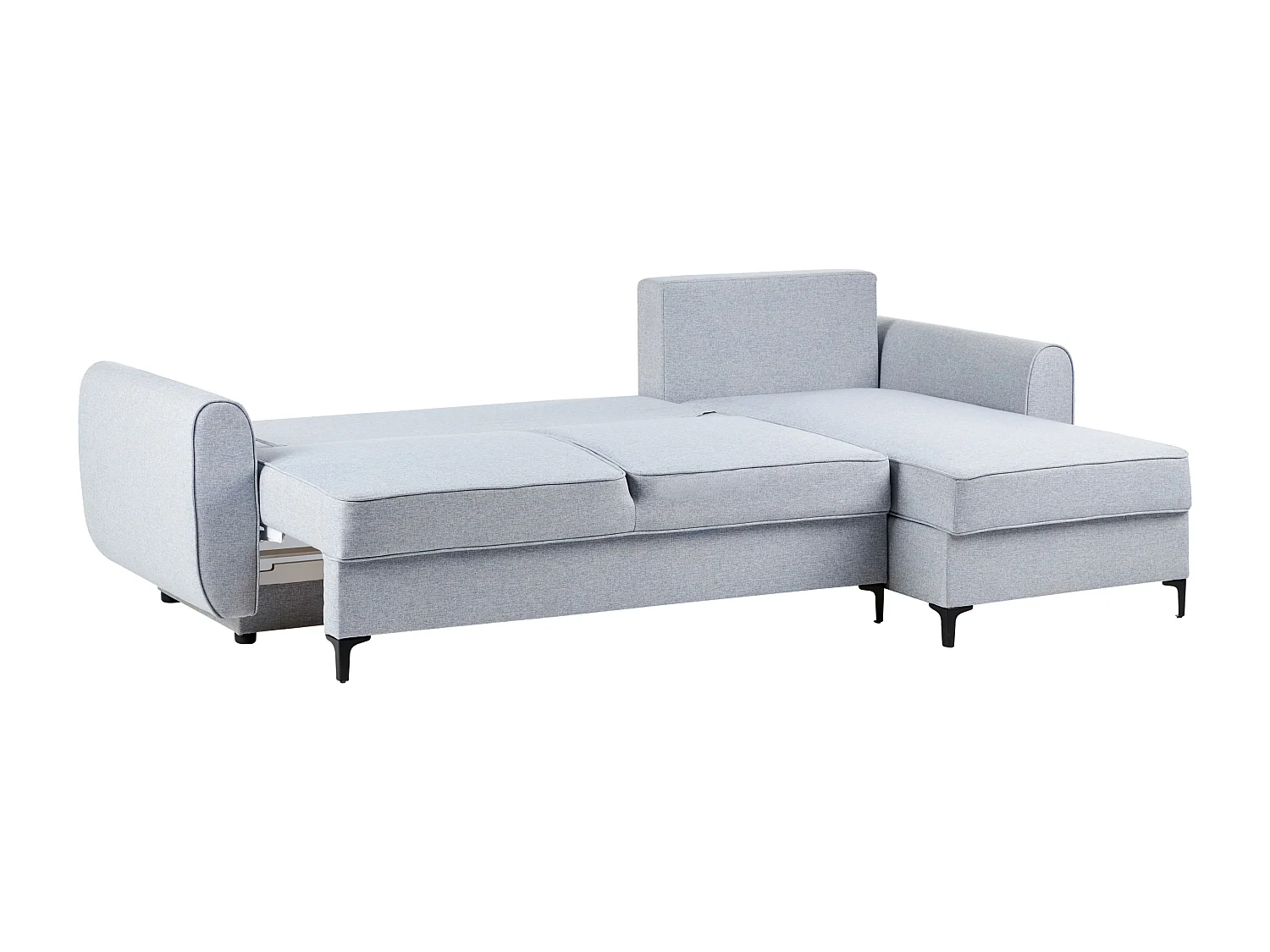 Canapé-lit d'Angle à Gauche en Tissu Coussins Dossier avec Rangement Bleu Simris