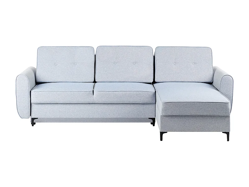 Canapé-lit d'Angle à droite en Tissu Coussins Dossier avec Rangement Bleu Simris