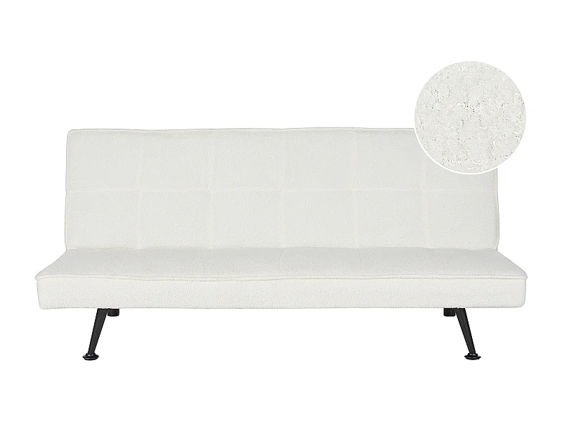 Sofa rozkładana HASLE Boucle Biały dla 3 osób
