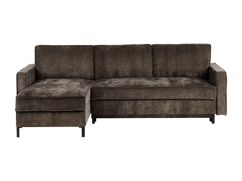 Canapé-lit d'Angle à gauche en Tissu avec Rangement et Dossier Rembourré Marron Tejn