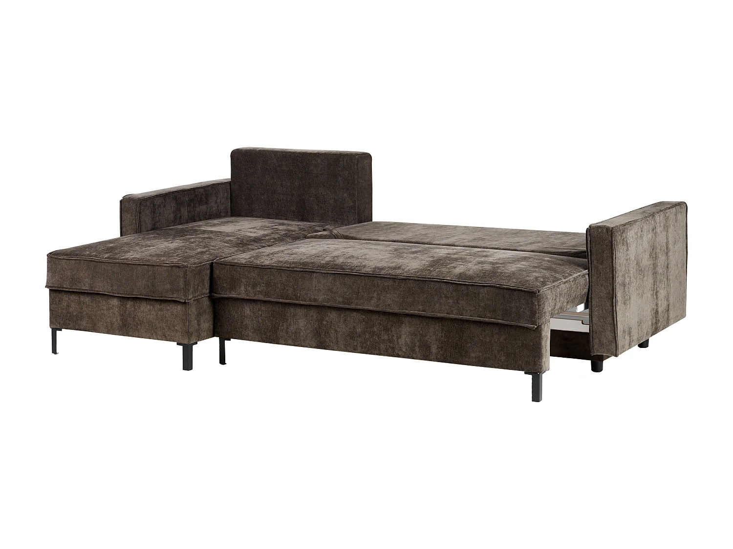 Canapé-lit d'Angle à gauche en Tissu avec Rangement et Dossier Rembourré Marron Tejn