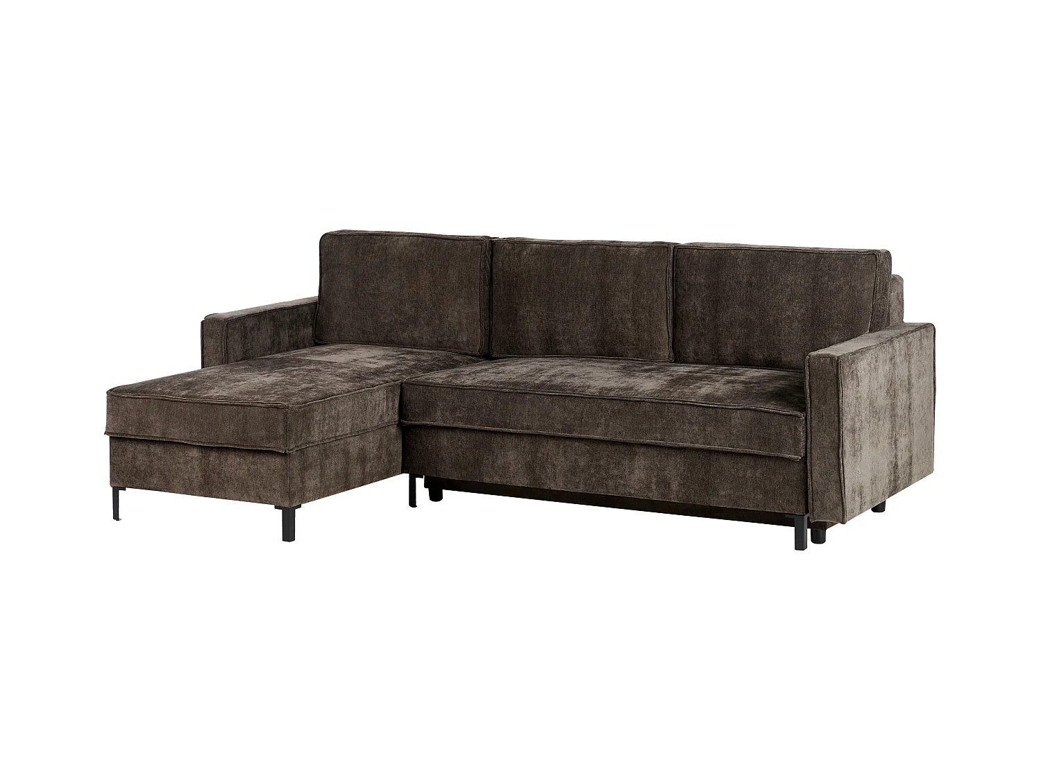 Canapé-lit d'Angle à gauche en Tissu avec Rangement et Dossier Rembourré Marron Tejn