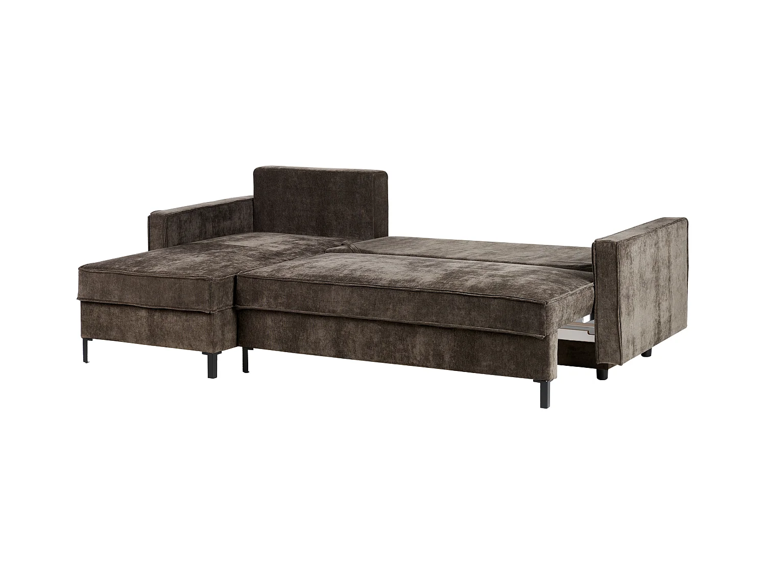 Canapé-lit d'Angle à gauche en Tissu avec Rangement et Dossier Rembourré Marron Tejn