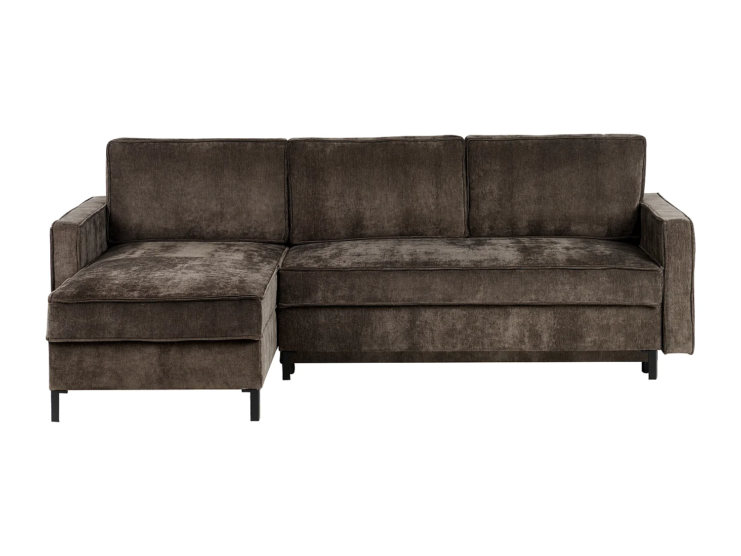 Canapé-lit d'Angle à gauche en Tissu avec Rangement et Dossier Rembourré Marron Tejn