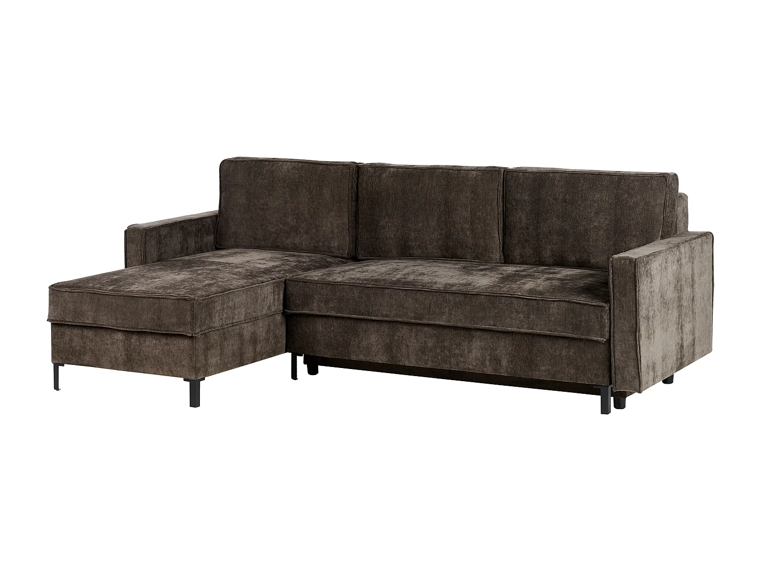 Canapé-lit d'Angle à gauche en Tissu avec Rangement et Dossier Rembourré Marron Tejn