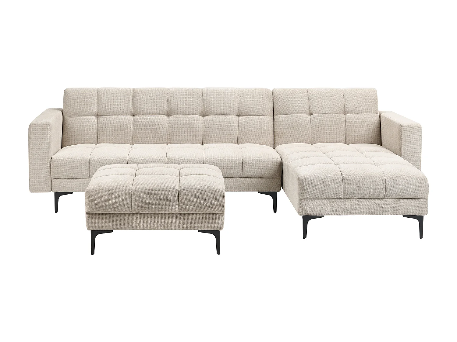 Canapé-lit d'angle modulable 4 places ALNES Tissu Beige Côté droite