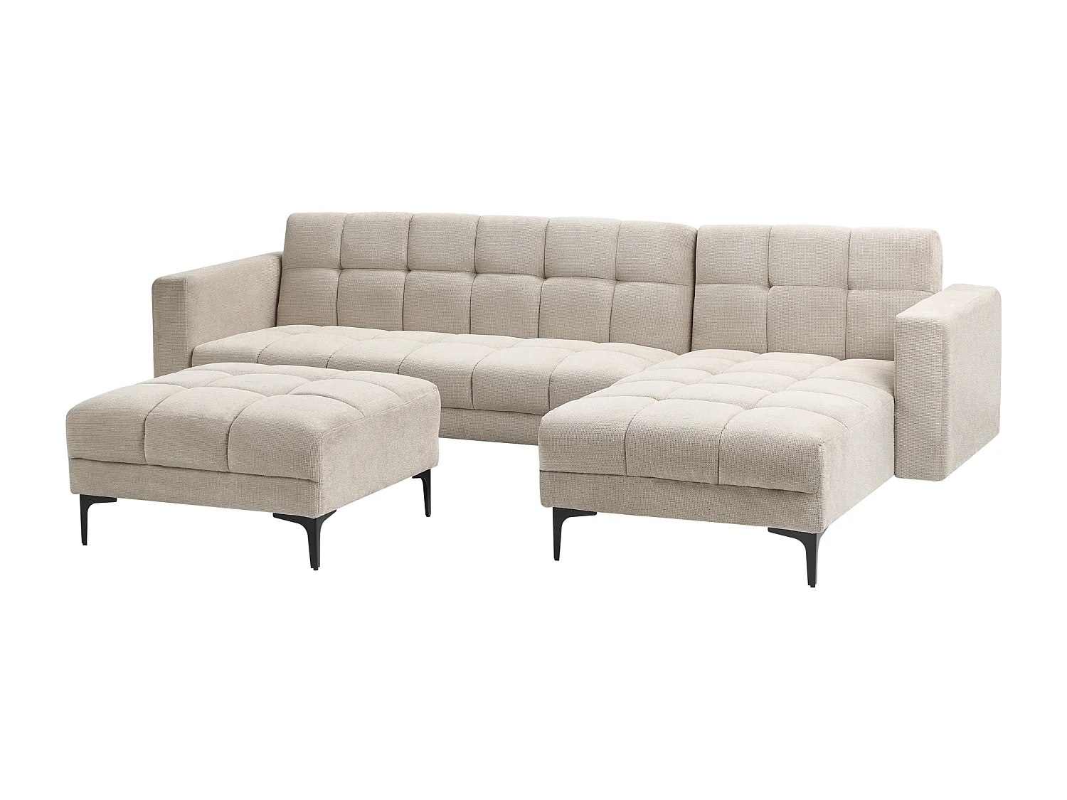 Canapé-lit d'angle modulable 4 places ALNES Tissu Beige Côté droite