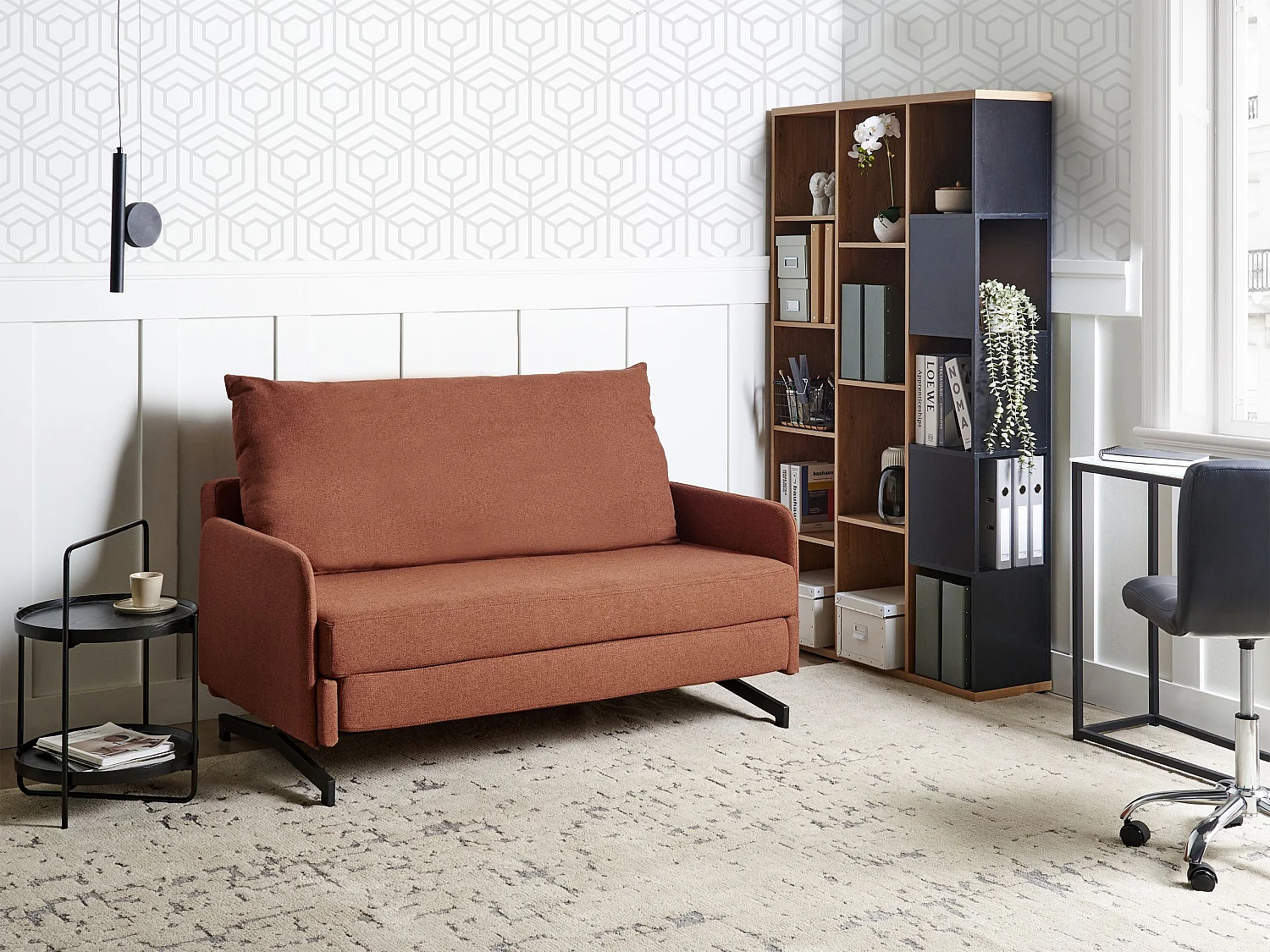 Divano letto BELFAST Tessuto Rosso 2 posti