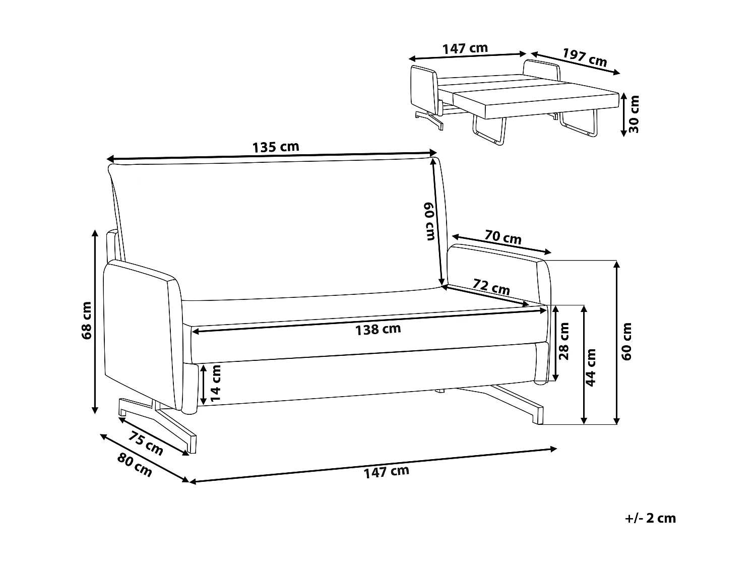 Canapé-lit 2 places BELFAST Tissu Marron doré