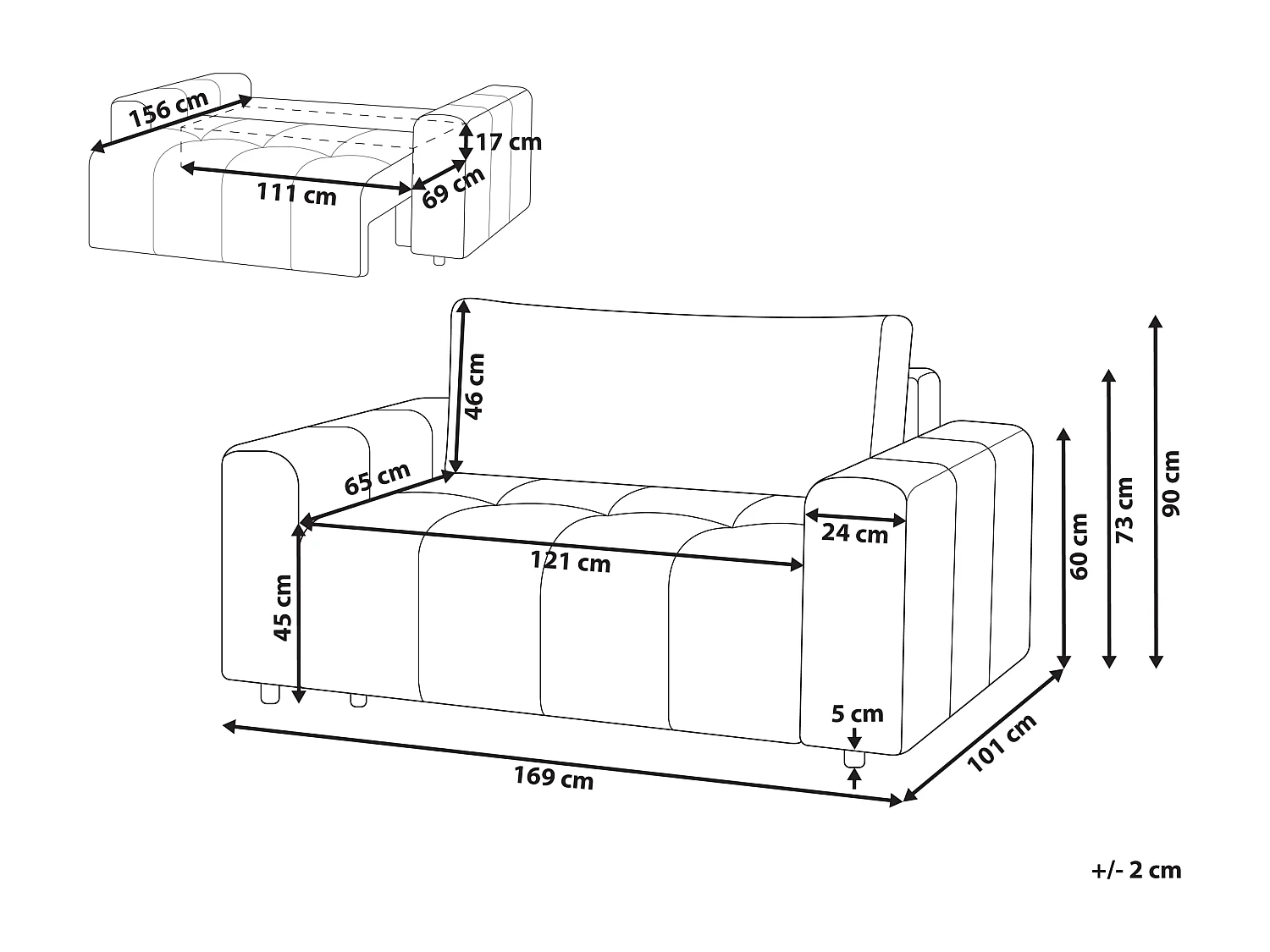 Schlafsofa INNVIK Stoff Hellbraun mit Stauraum 2-Sitzer