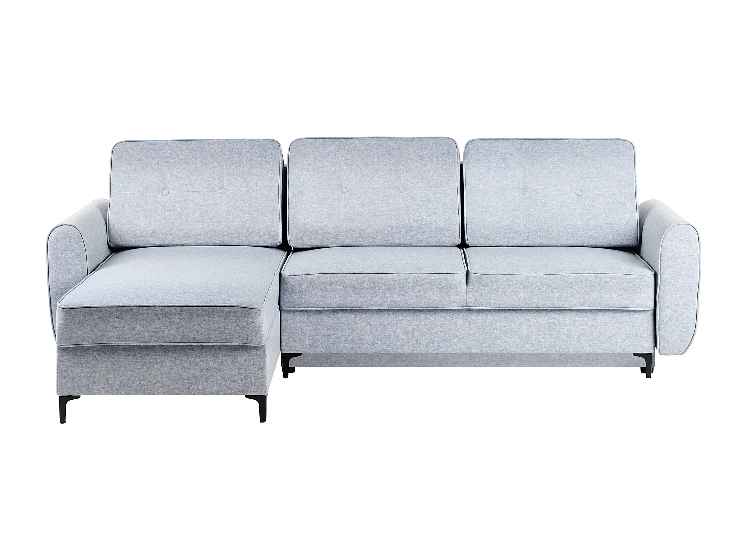 Canapé-lit d'Angle à gauche en Tissu Coussins Dossier avec Rangement Bleu Simris