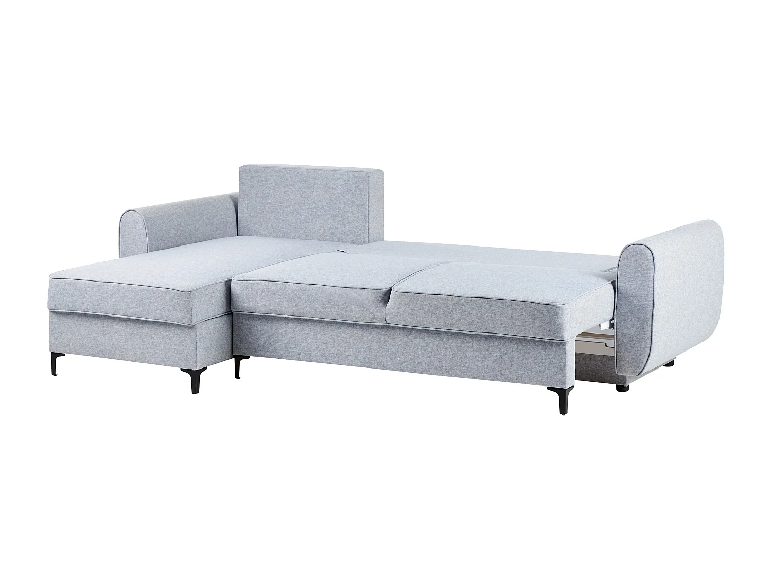 Canapé-lit d'Angle à gauche en Tissu Coussins Dossier avec Rangement Bleu Simris