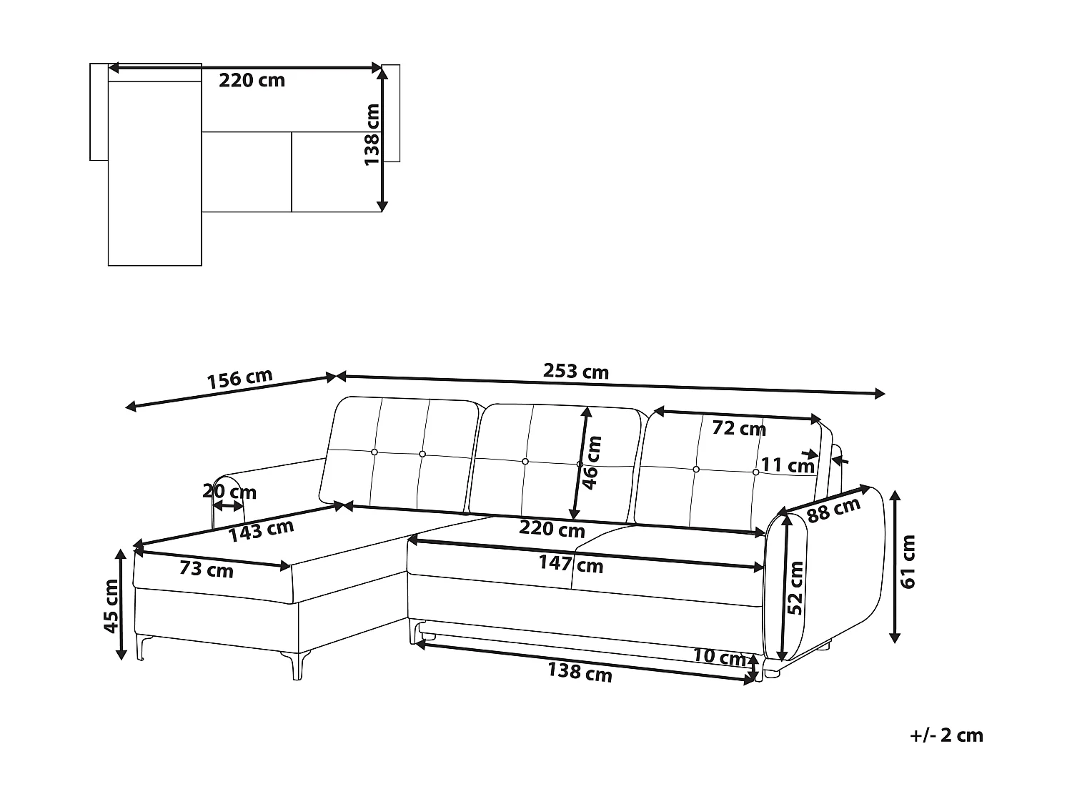 Canapé-lit d'Angle à Droite en Tissu Coussins Dossier avec Rangement Bleu Simris