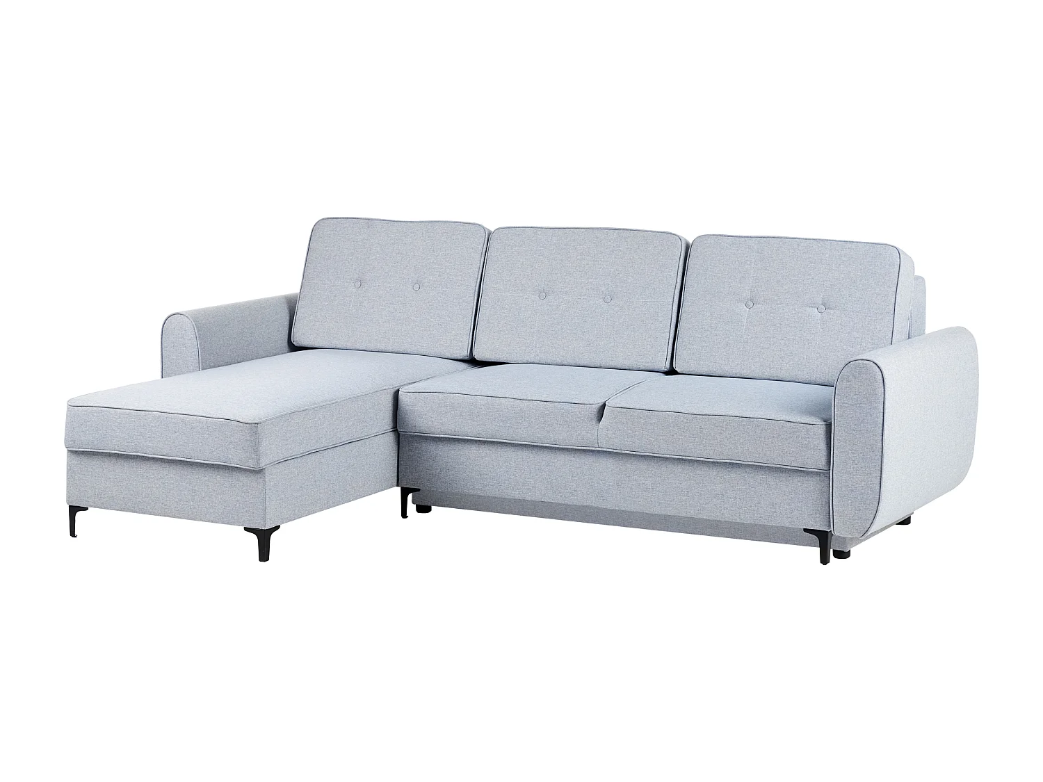 Canapé-lit d'Angle à Droite en Tissu Coussins Dossier avec Rangement Bleu Simris