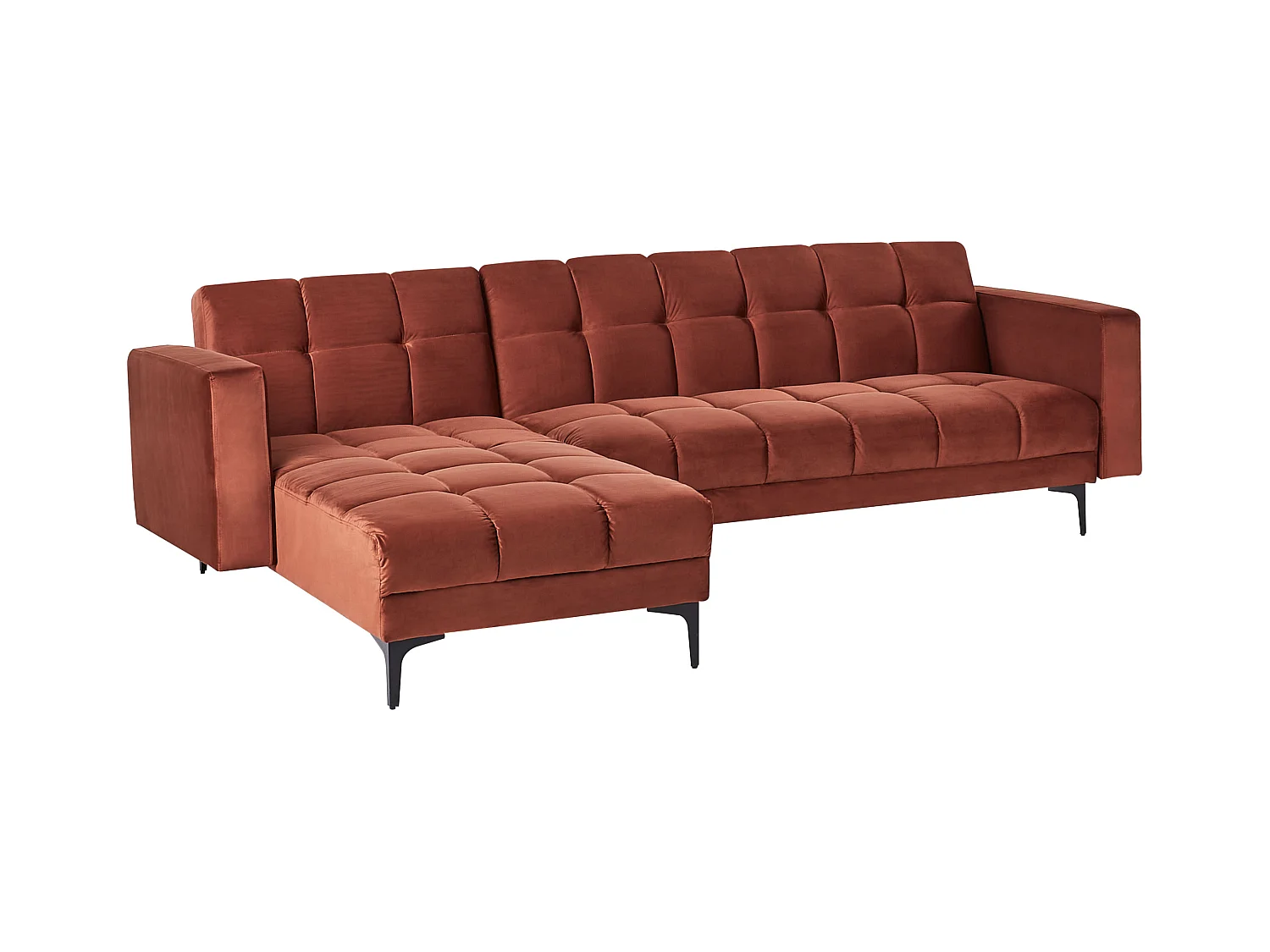 Modul Eckschlafsofa ALNES Samtstoff Hellrot 4-Sitzer rechtsseitig
