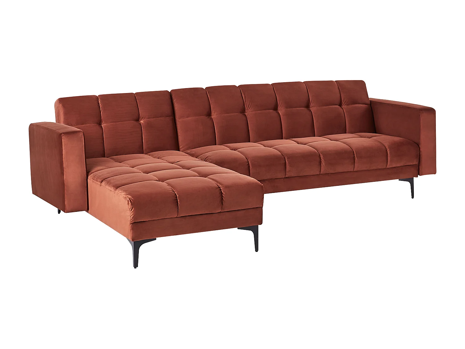 Divano letto angolare modulare ALNES Velluto Rosso chiaro 4 posti Lato destro